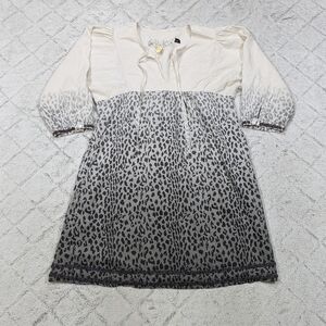 Da Nang Dress Women's XS White Black Cheetah Mini Embellished Empire Waist